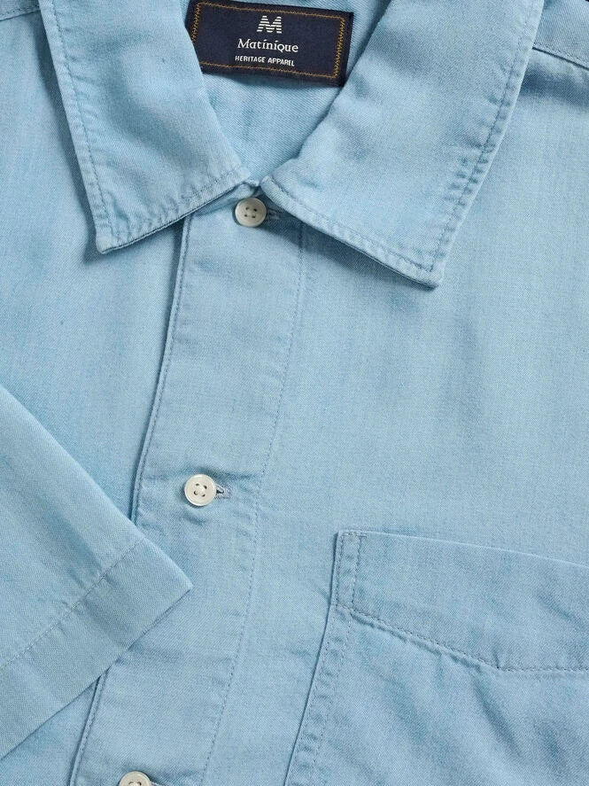 Pelton short heritage skjorte - light washed denim - Image 7