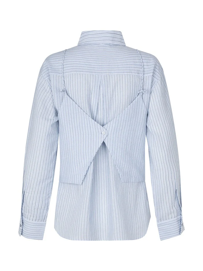 Aulora skjorte - light blue white stripe - Image 6