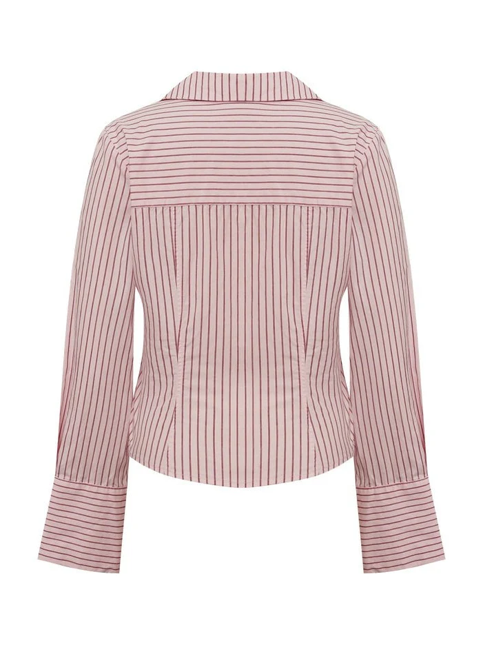Gerri skjorte - pink wine stripe - Image 3