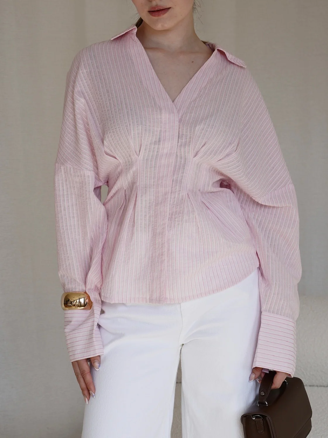 Isidor skjorte - pale pink stripe