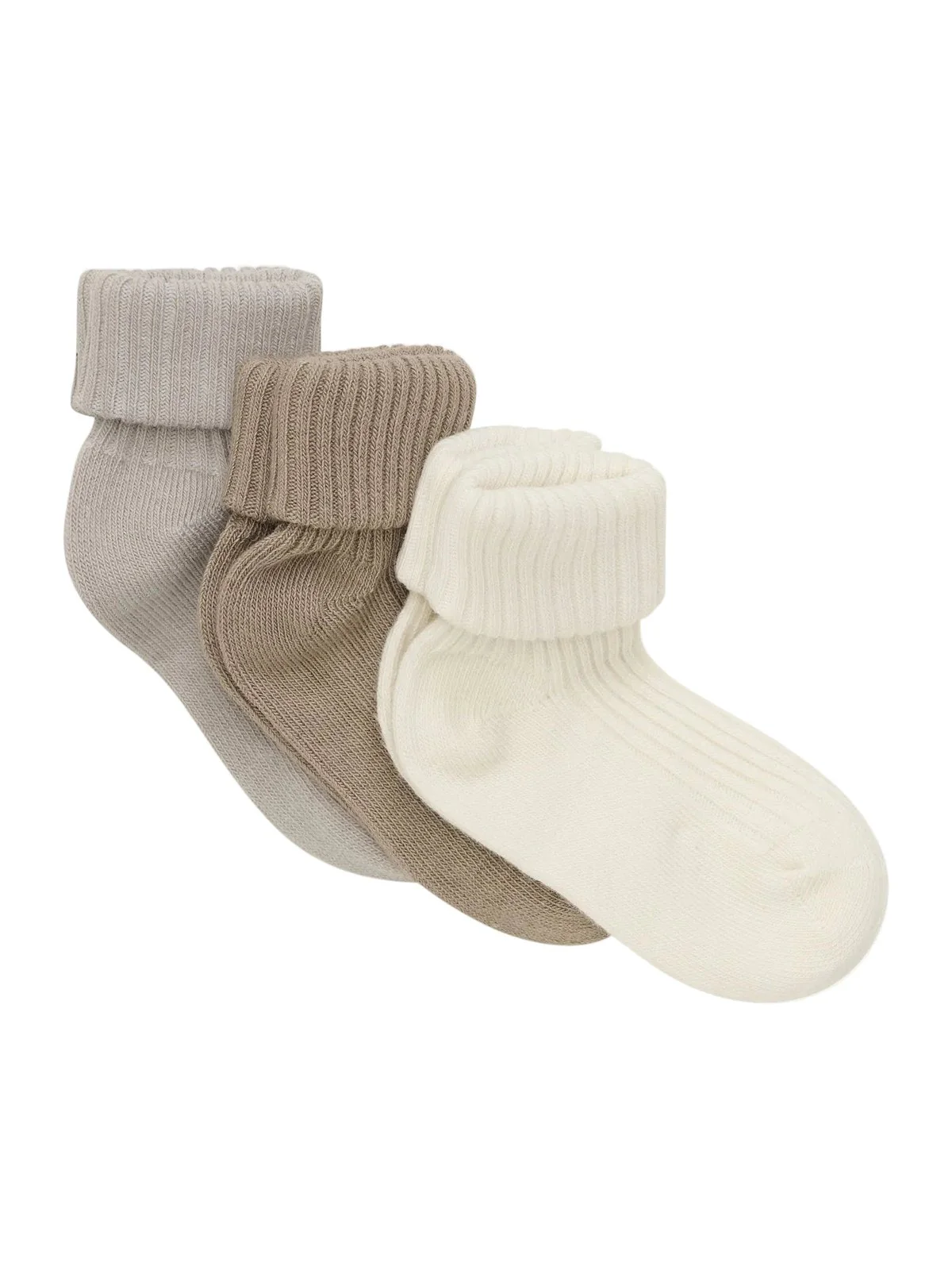 BABY SOCKKER RIBB 3P - Light Taupe