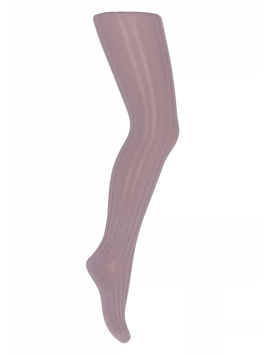 Cotton rib Strømpebukse - Lilac Shadow