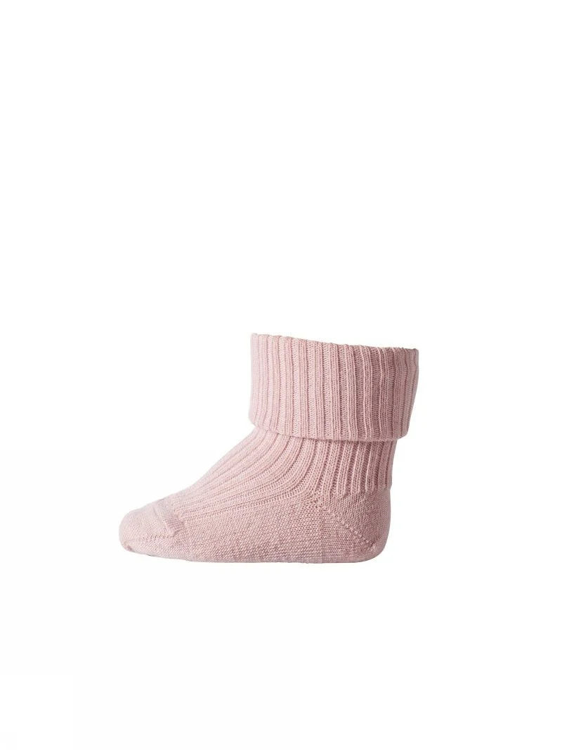 Wool rib baby socks - Rosa