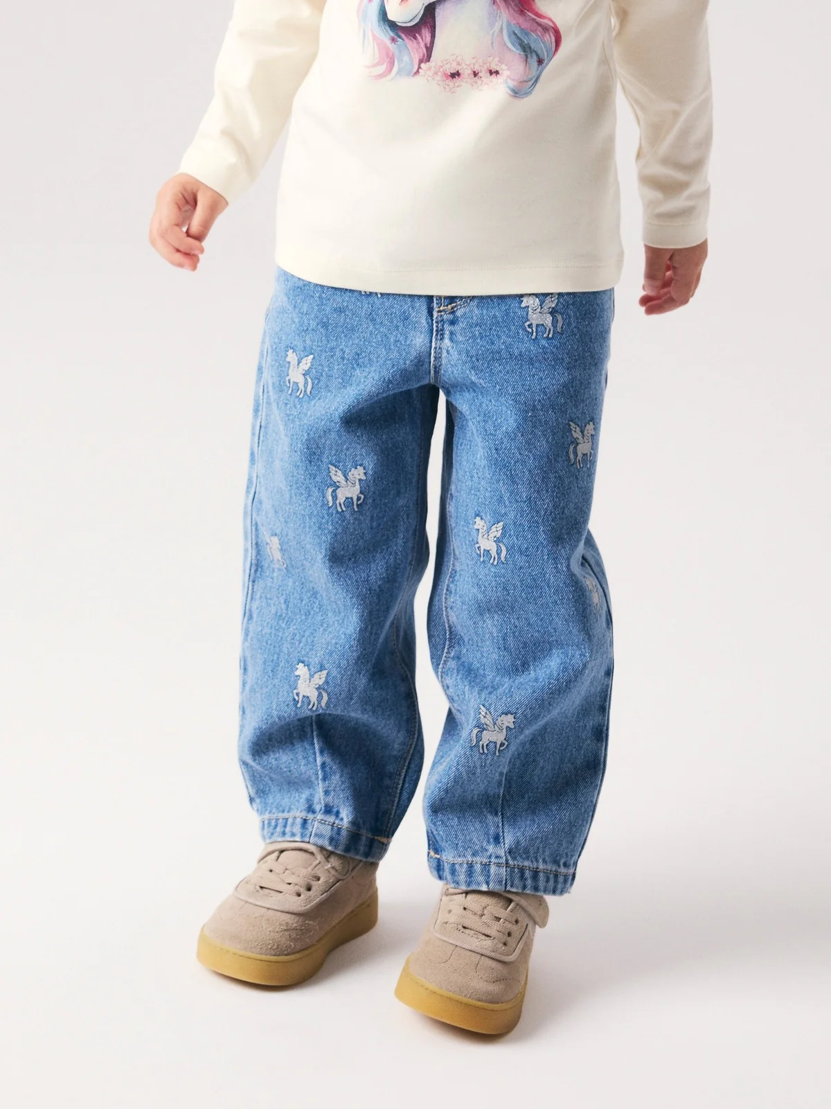 BELLA BARREL GLITTER JEANS - MEDIUM BLUE DENIM