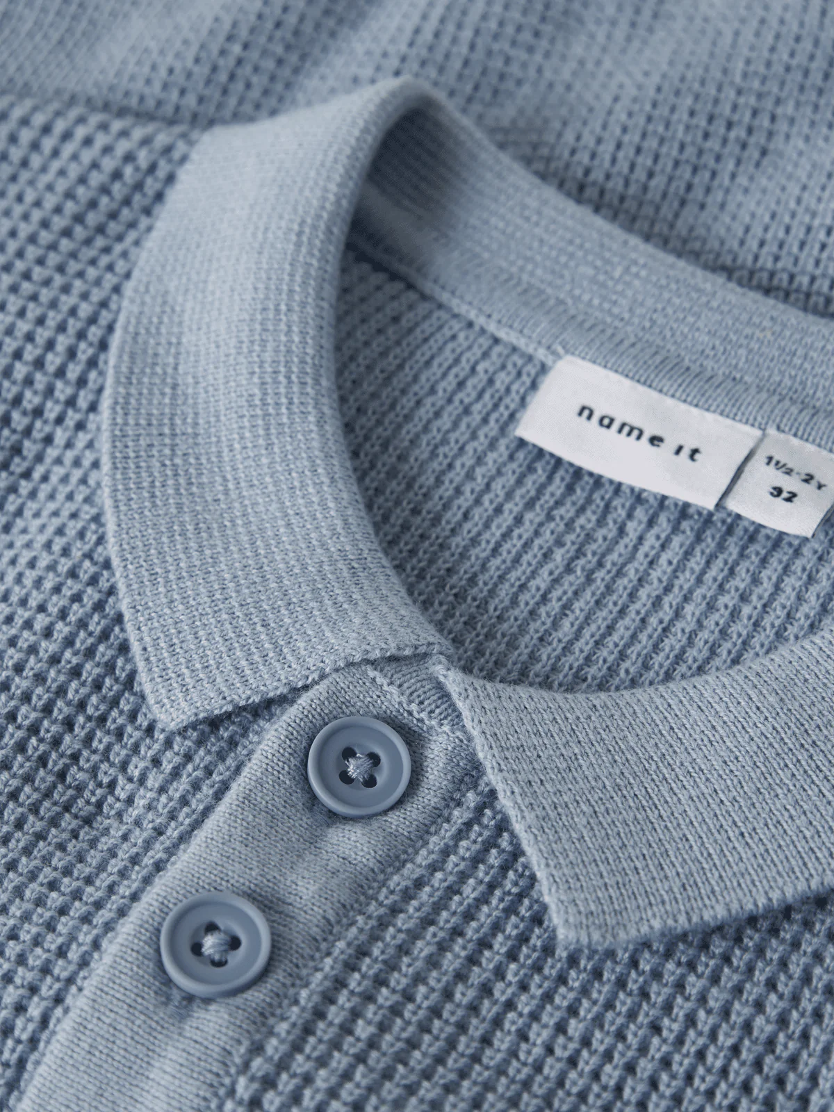 FIKAL LOOSE KNIT POLO GENSER - Blue Fog - Image 3