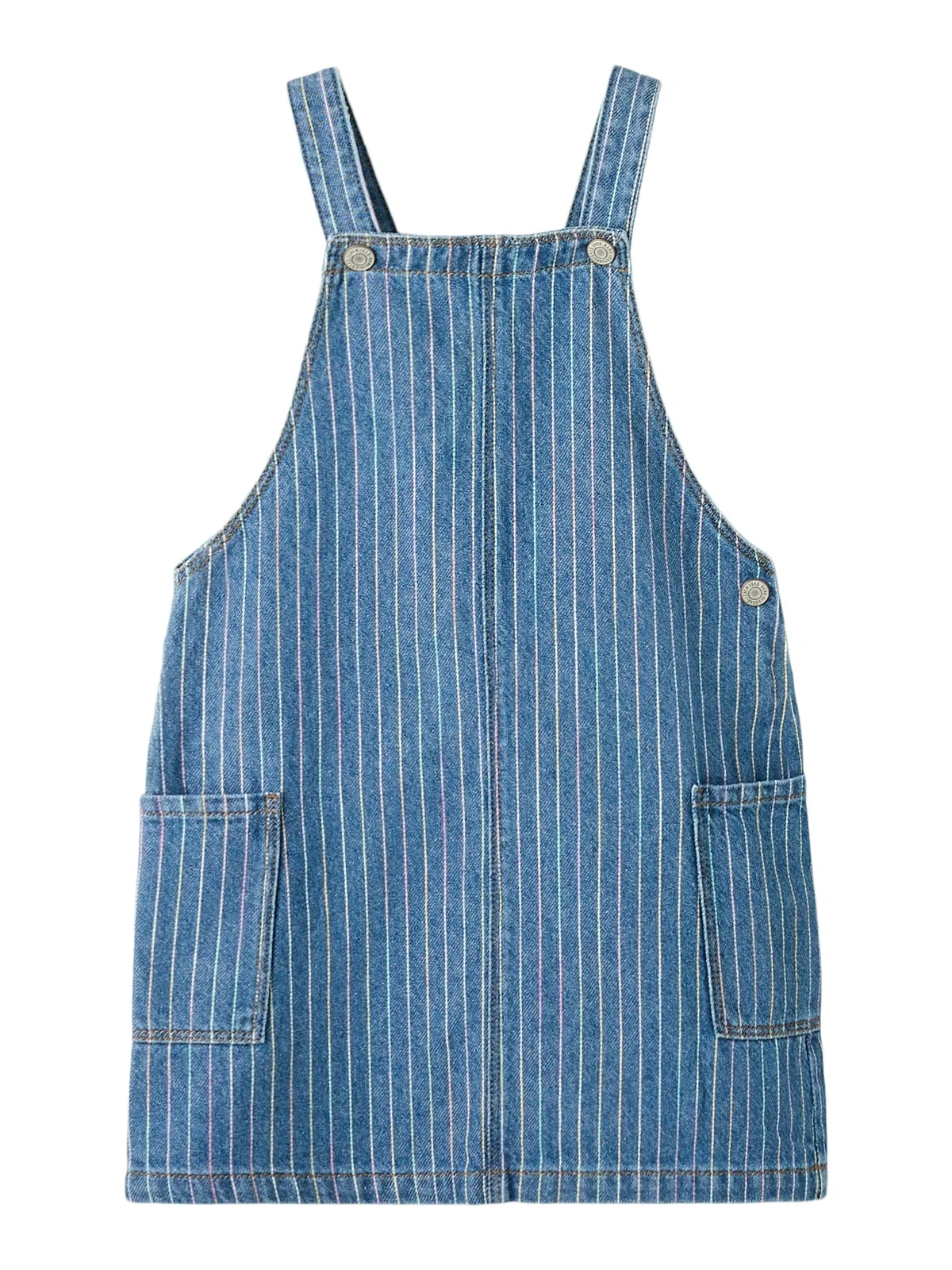 MILLE STRIPE DENIM BIBSKIKRT - Medium Blue Denim