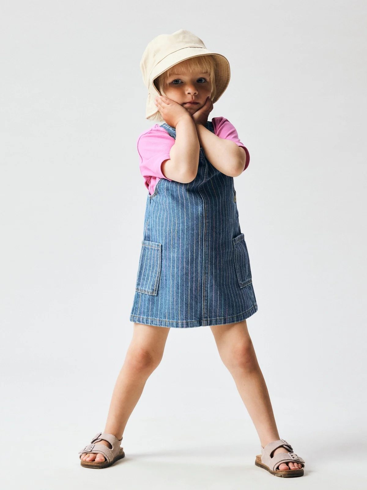 MILLE STRIPE DENIM BIBSKIKRT - Medium Blue Denim - Image 3