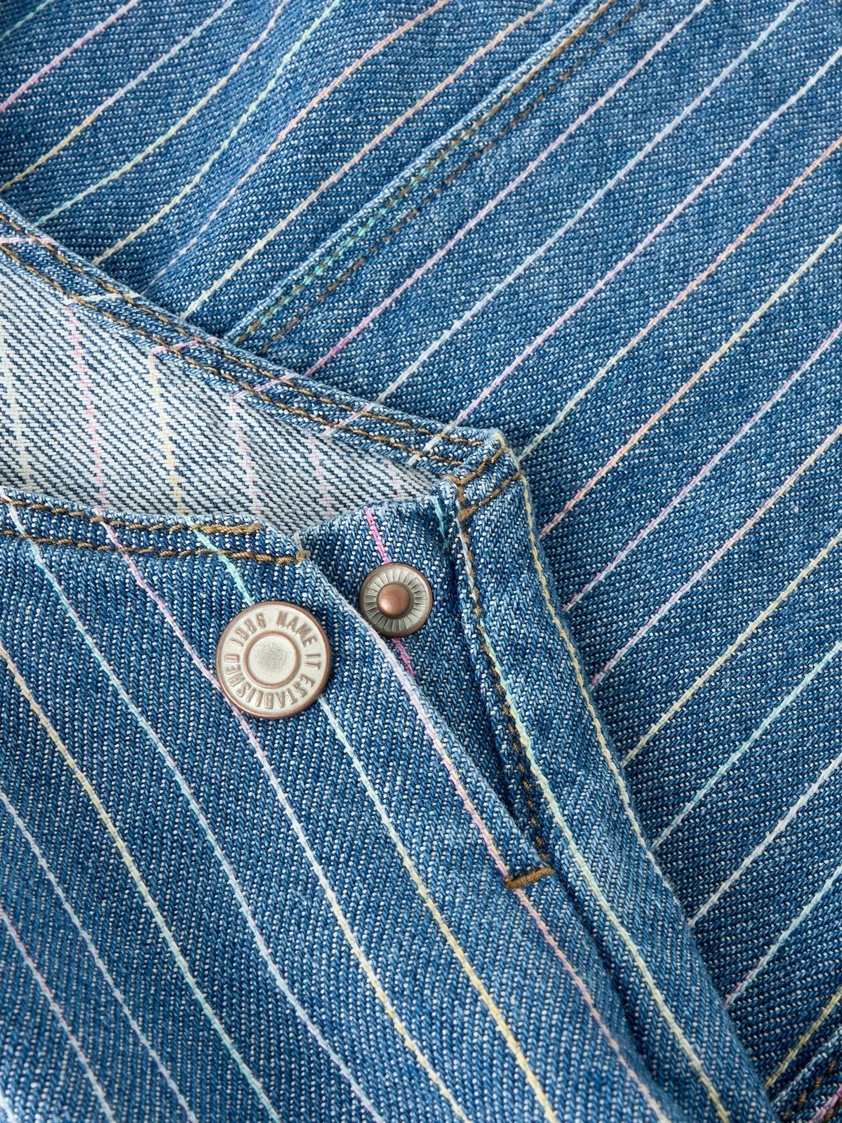 MILLE STRIPE DENIM BIBSKIKRT - Medium Blue Denim - Image 5