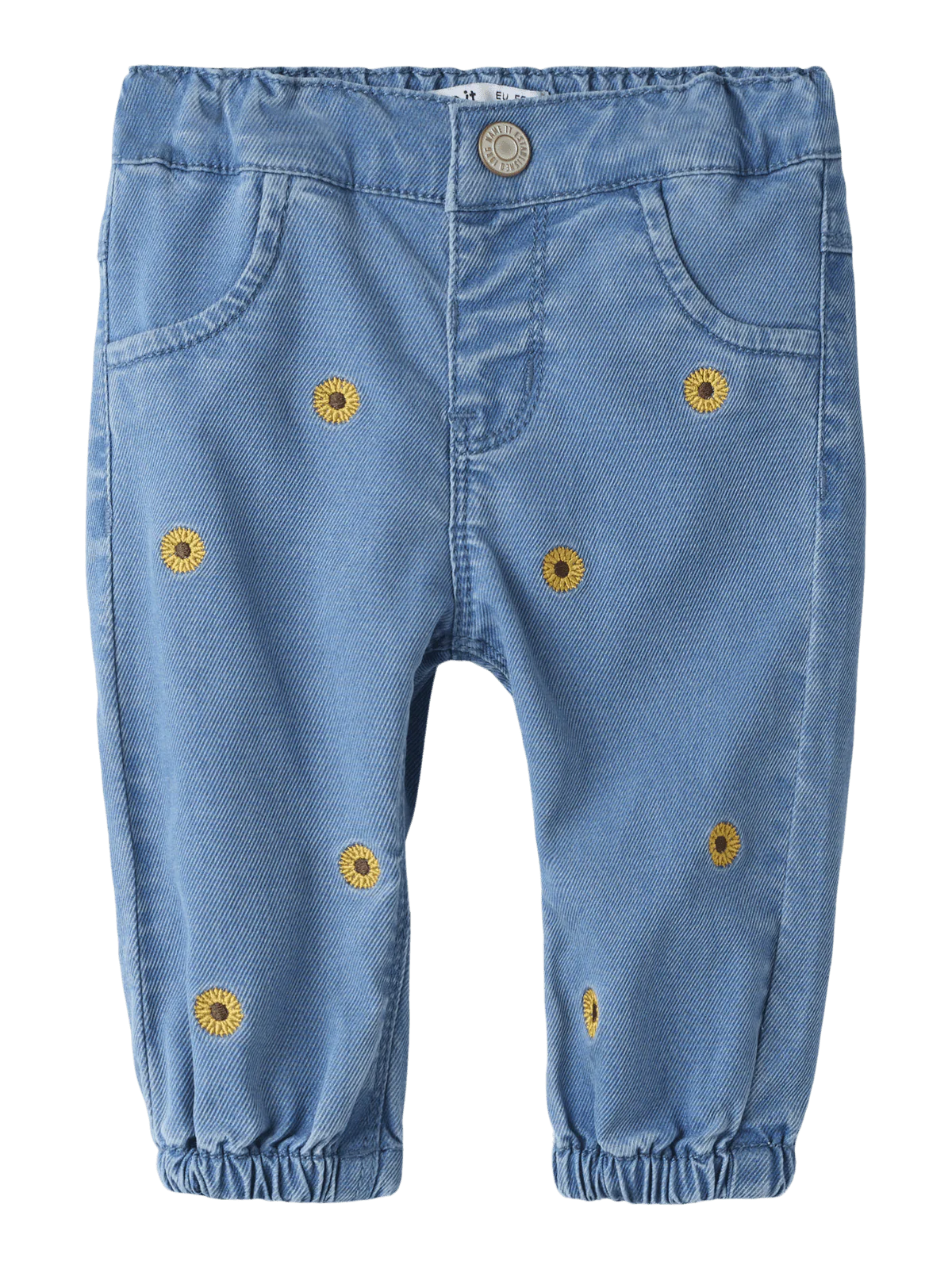 ROSE SHAPED EMB JEANS - Medium Blue Denim