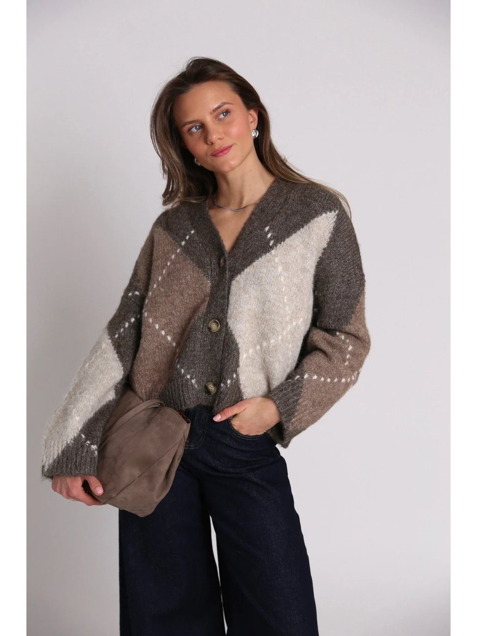 Laiana knit cardigan - ash brown mix - Image 4