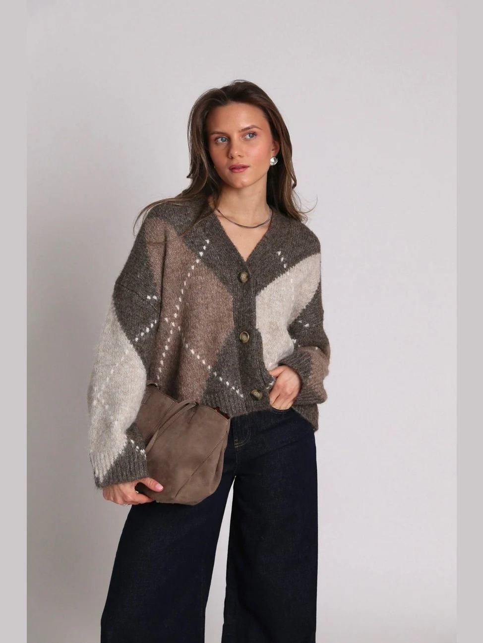 Laiana knit cardigan - ash brown mix - Image 5