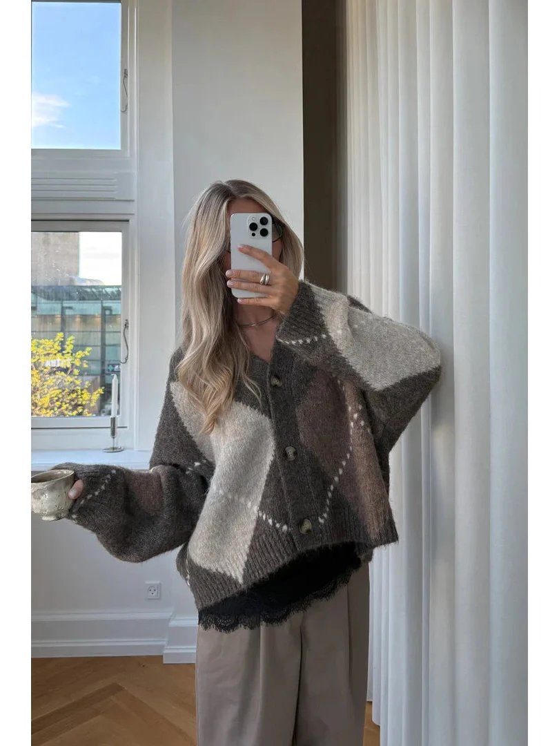 Laiana knit cardigan - ash brown mix - Image 8