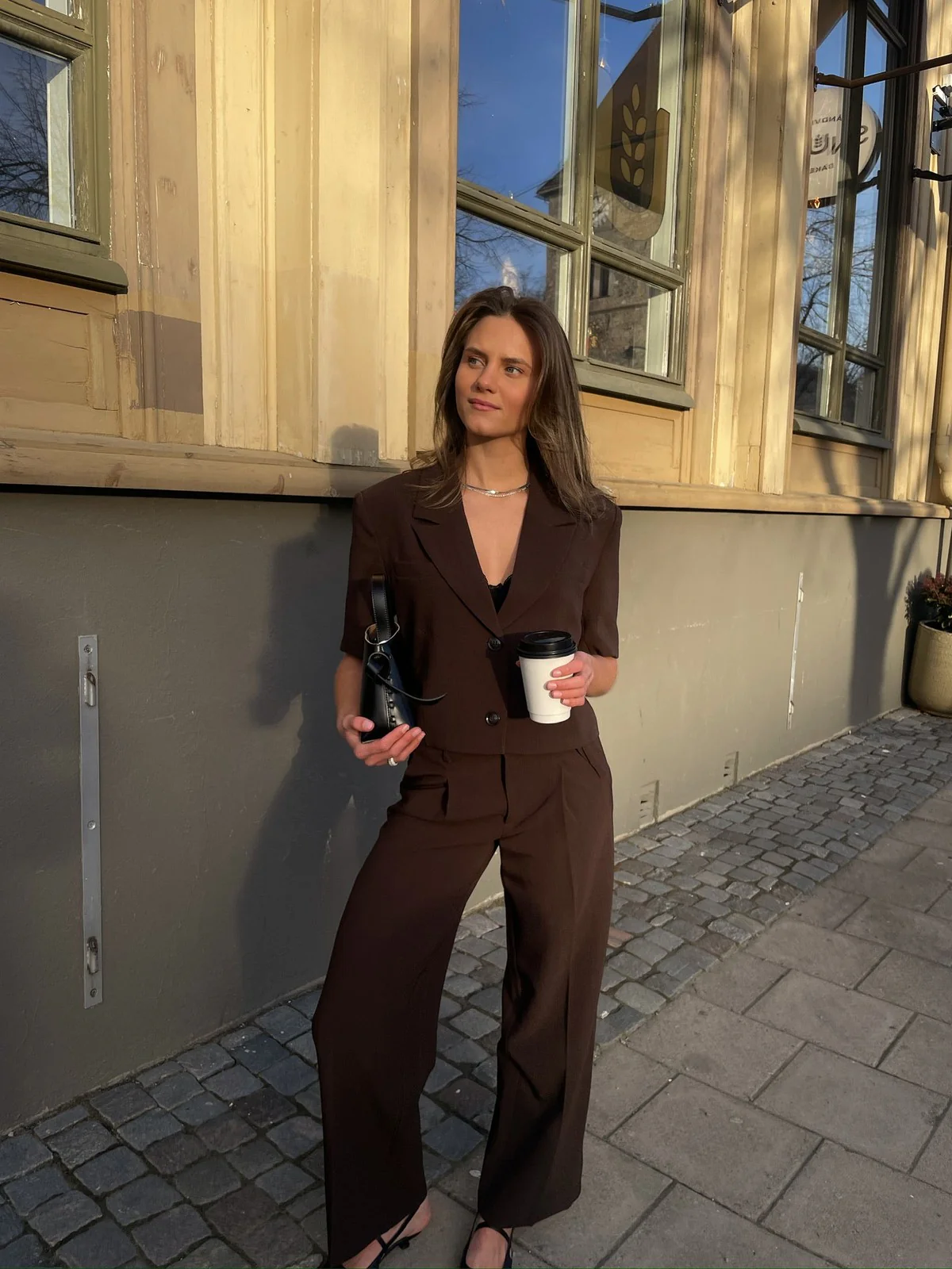 Leanne crop blazer - chocolate - Image 6