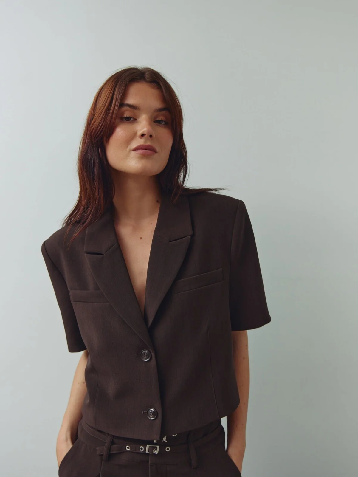Leanne crop blazer - chocolate - Image 8