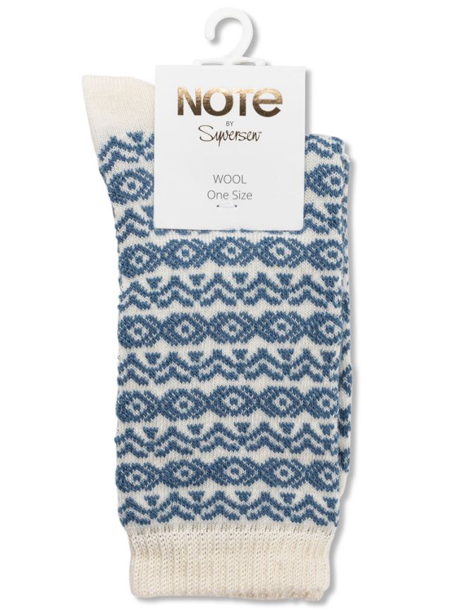 Wool pattern sokker - offwhite/jeansblue