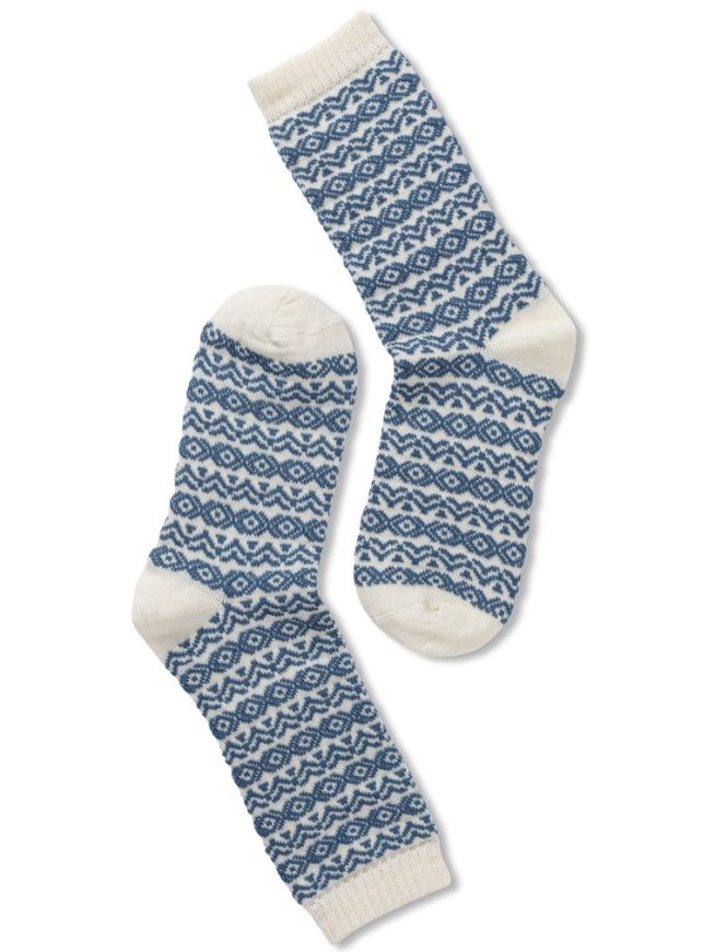 Wool pattern sokker - offwhite/jeansblue - Image 2