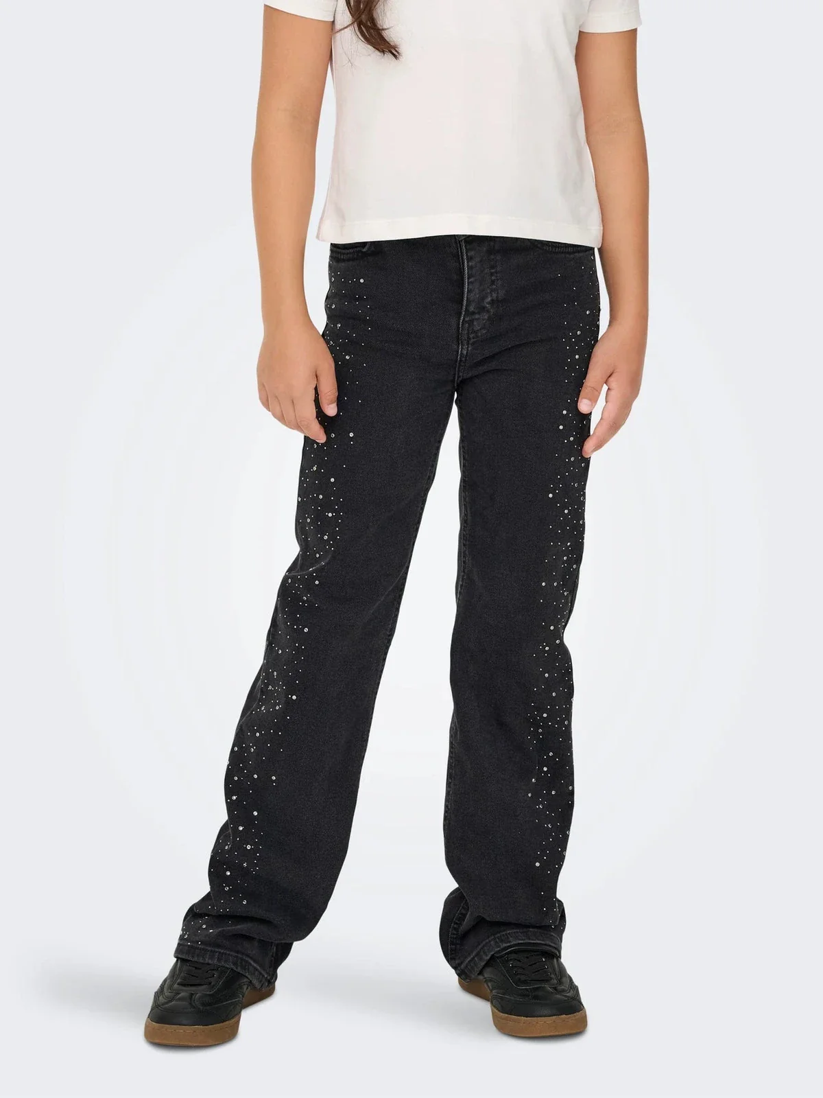 JUICY RHINESTONE WIDE LEG JEANS - Washed Black - Image 4