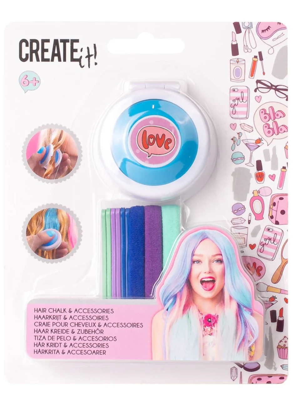 Hårkritt/Hårstrikk 2 Pack - Rosa og Blå - Image 2