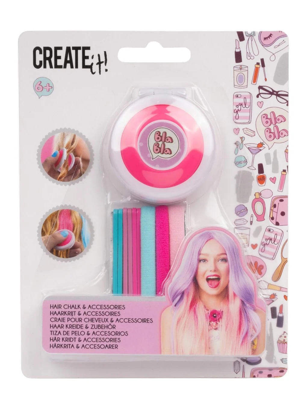 Hårkritt/Hårstrikk 2 Pack - Rosa og Blå - Image 3