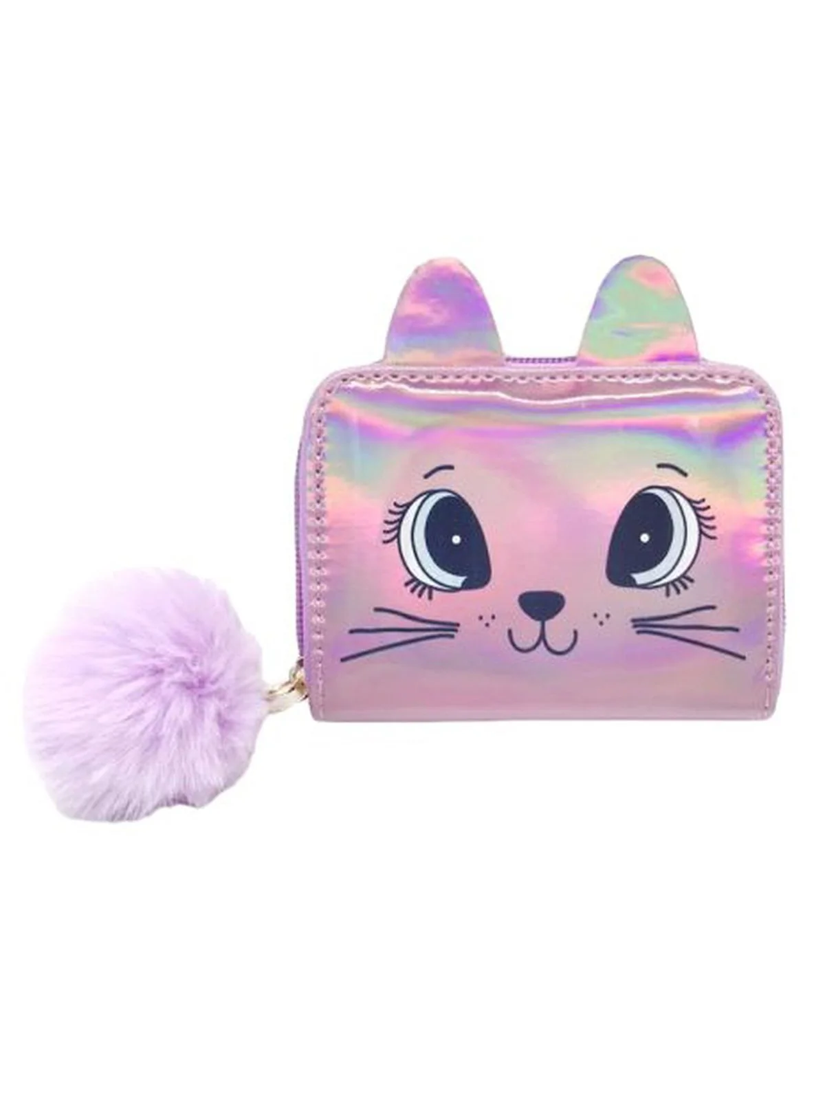 Lommebok Holografisk katt - Rosa