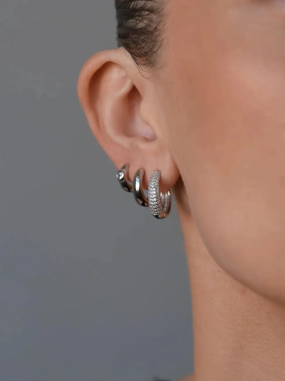 Dome hoops medium - 925 sterling sølv - Image 4