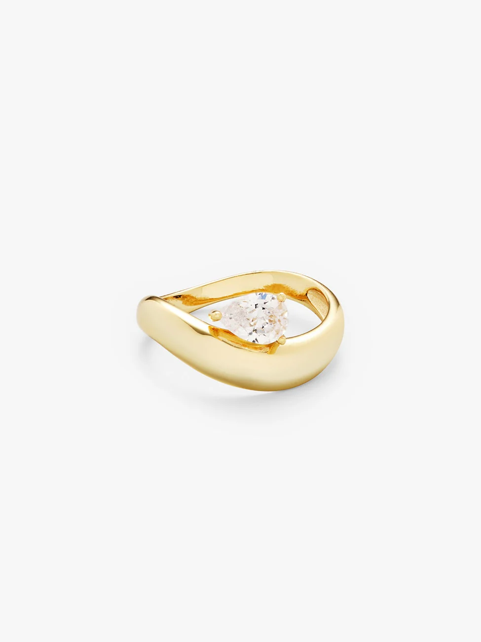 Wave pear ring - gull