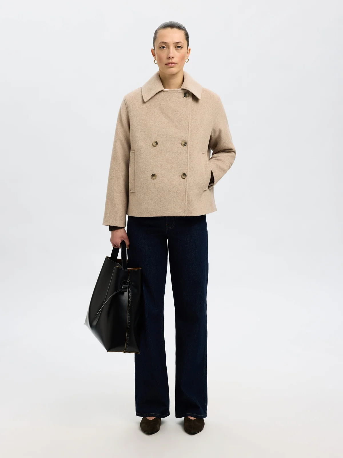 Alma wool blend jakke - sandshell - Image 7