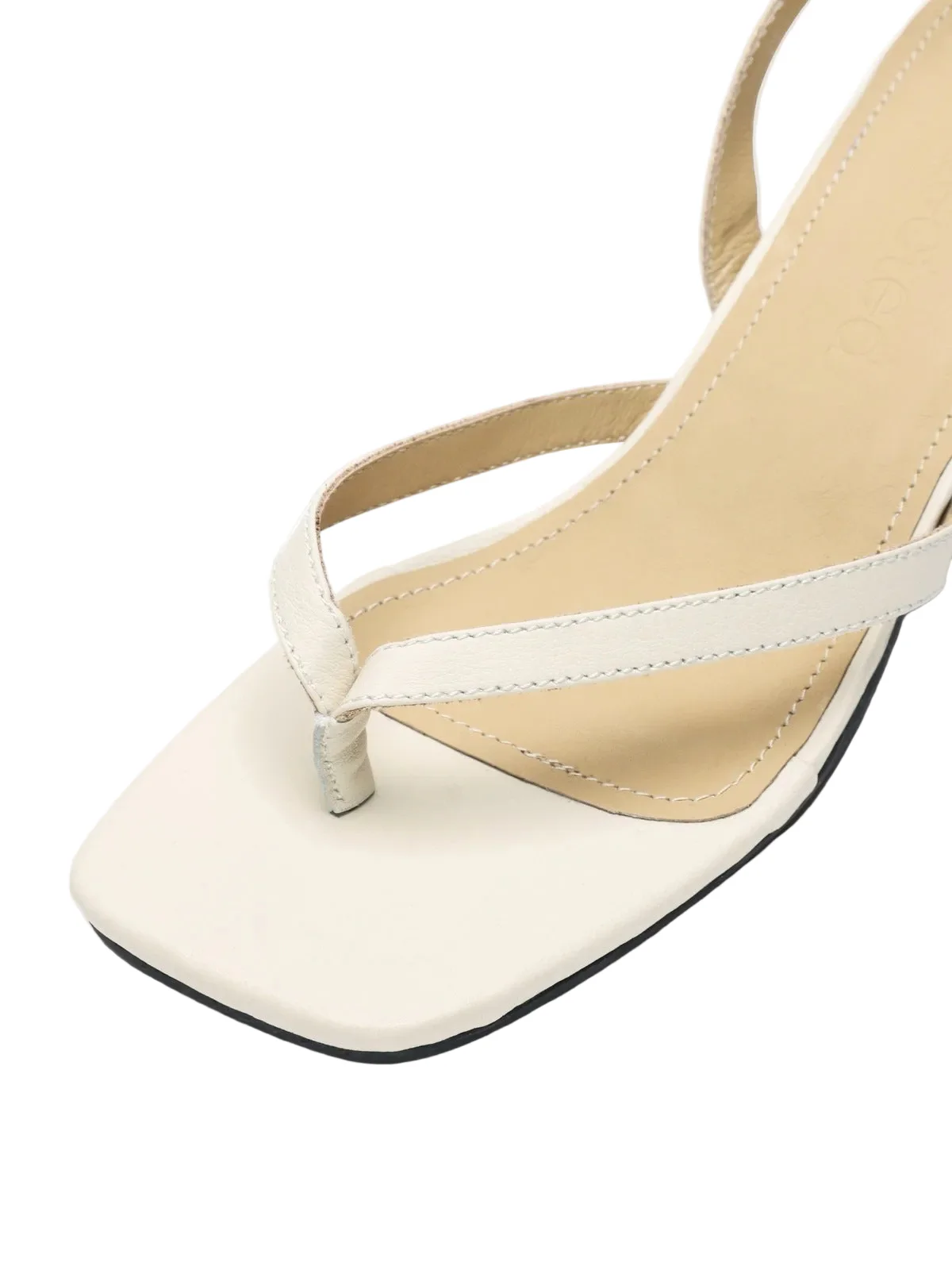 Ella skinn hæl sandal - egret - Image 2