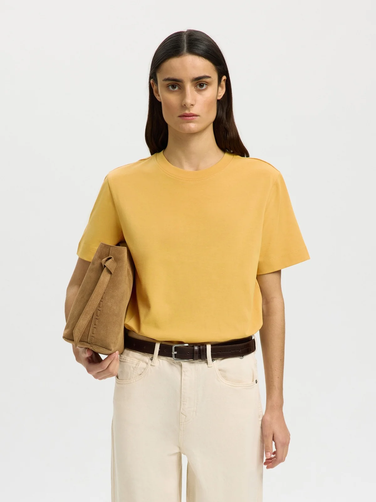 Essential boxy t-skjorte - ochre - Image 3