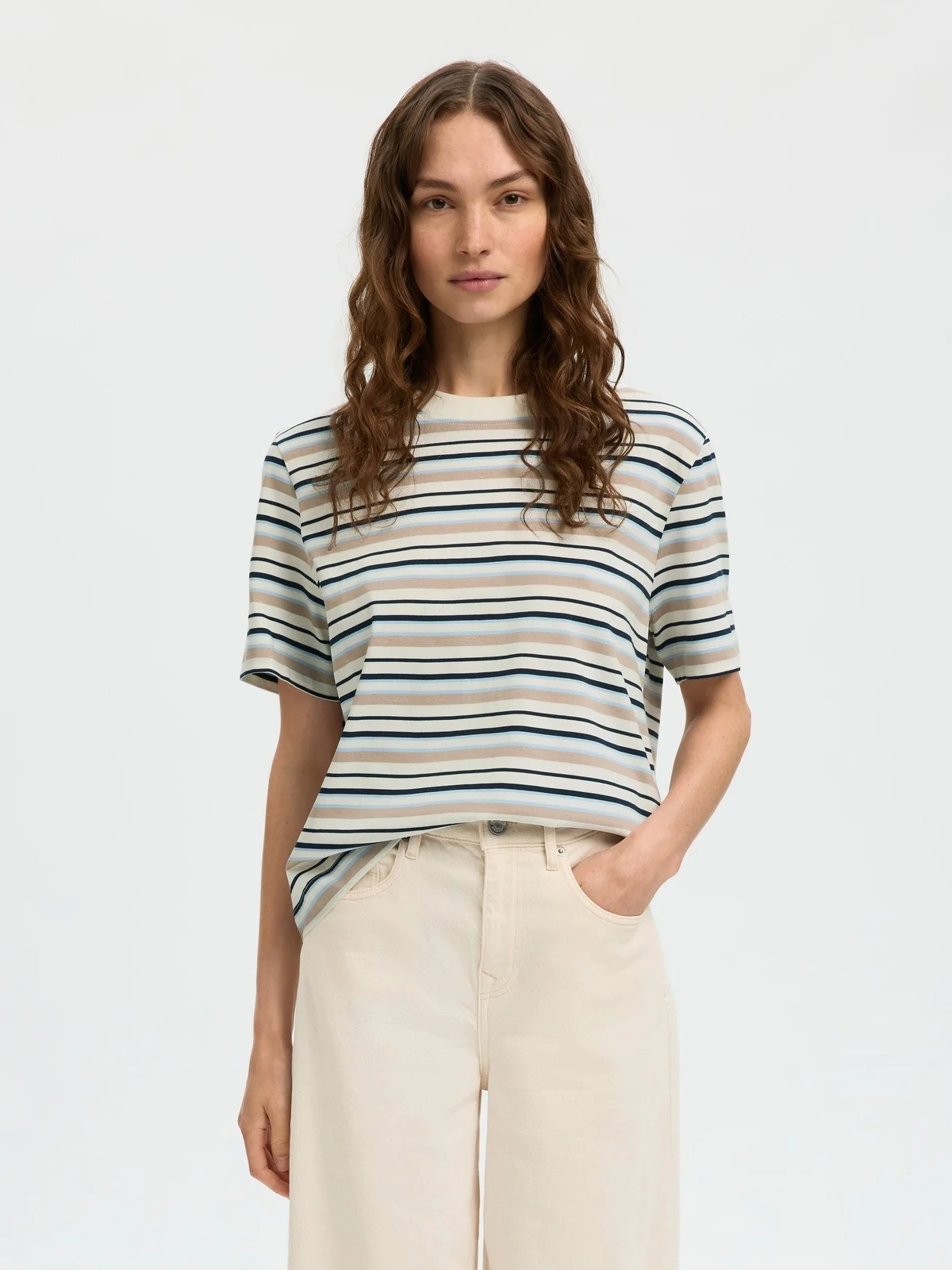 Essential striped boxy t-skjorte - cashmere blue - Image 2