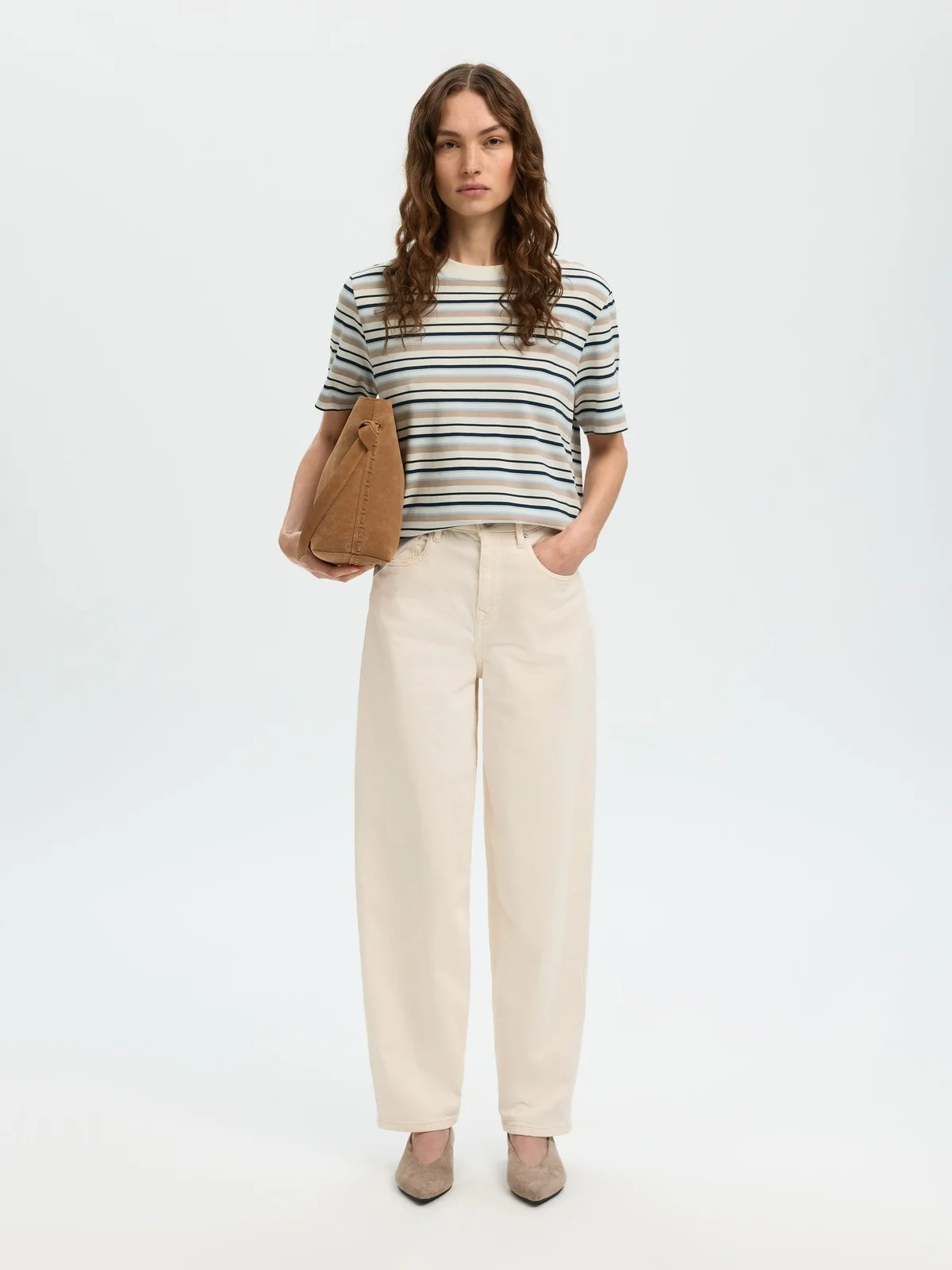 Essential striped boxy t-skjorte - cashmere blue - Image 5
