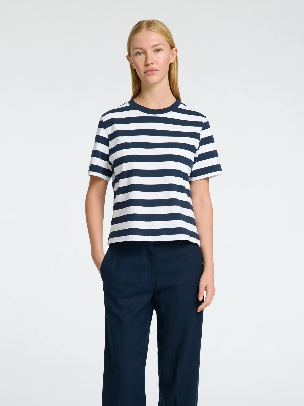 Essential striped boxy t-skjorte - dark sapphire - Image 2