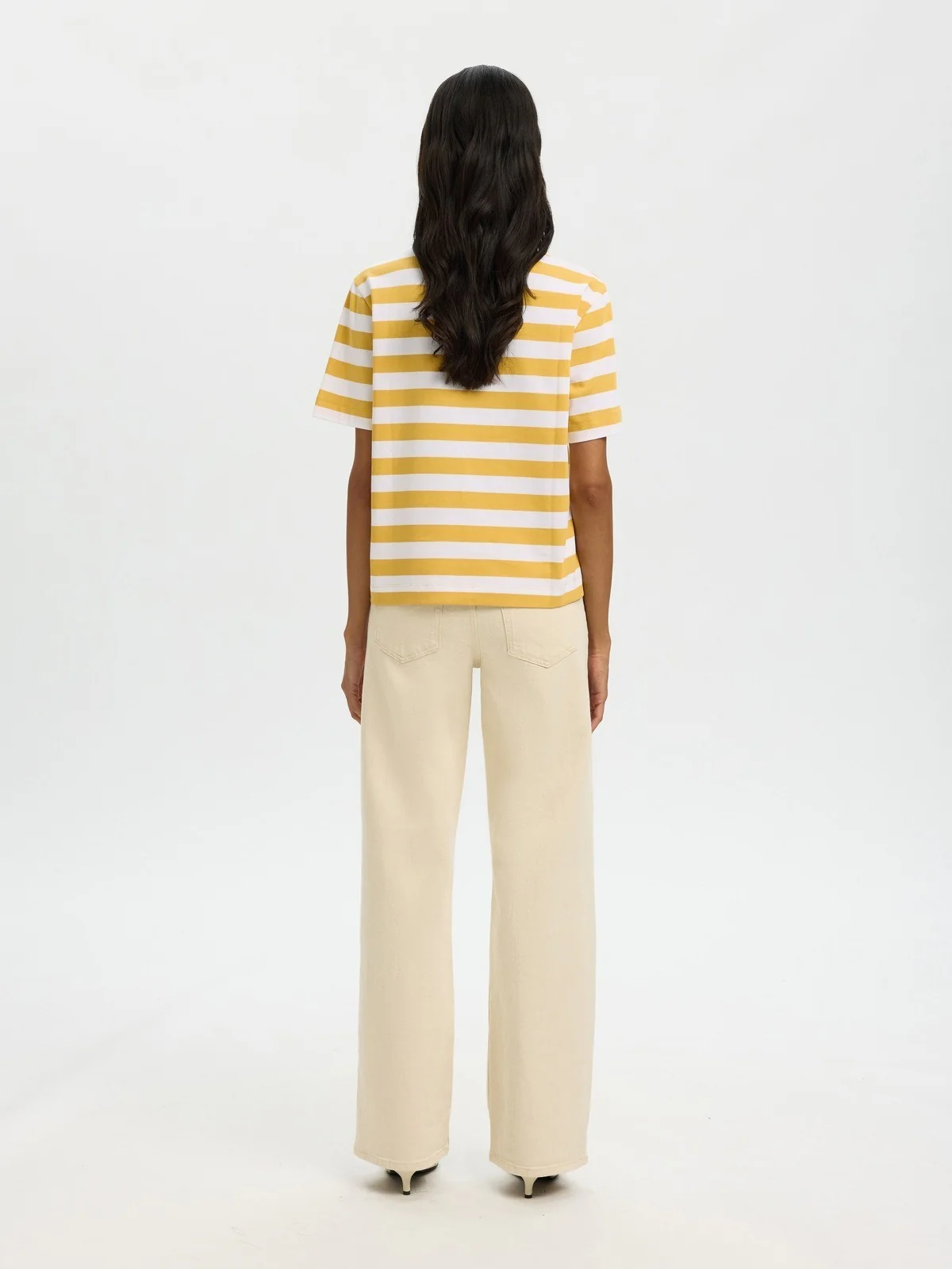 Essential striped boxy t-skjorte - ochre - Image 4