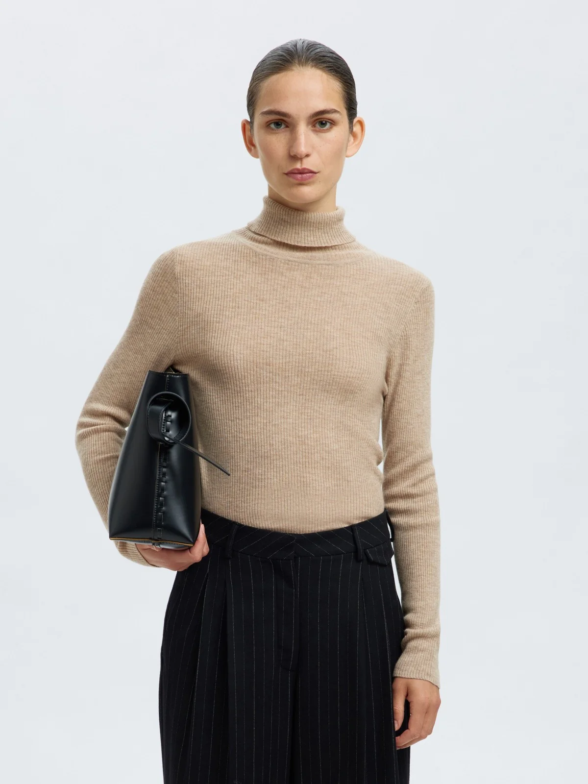 Ingrid knit wool blend roll neck genser - island fossil - Image 2