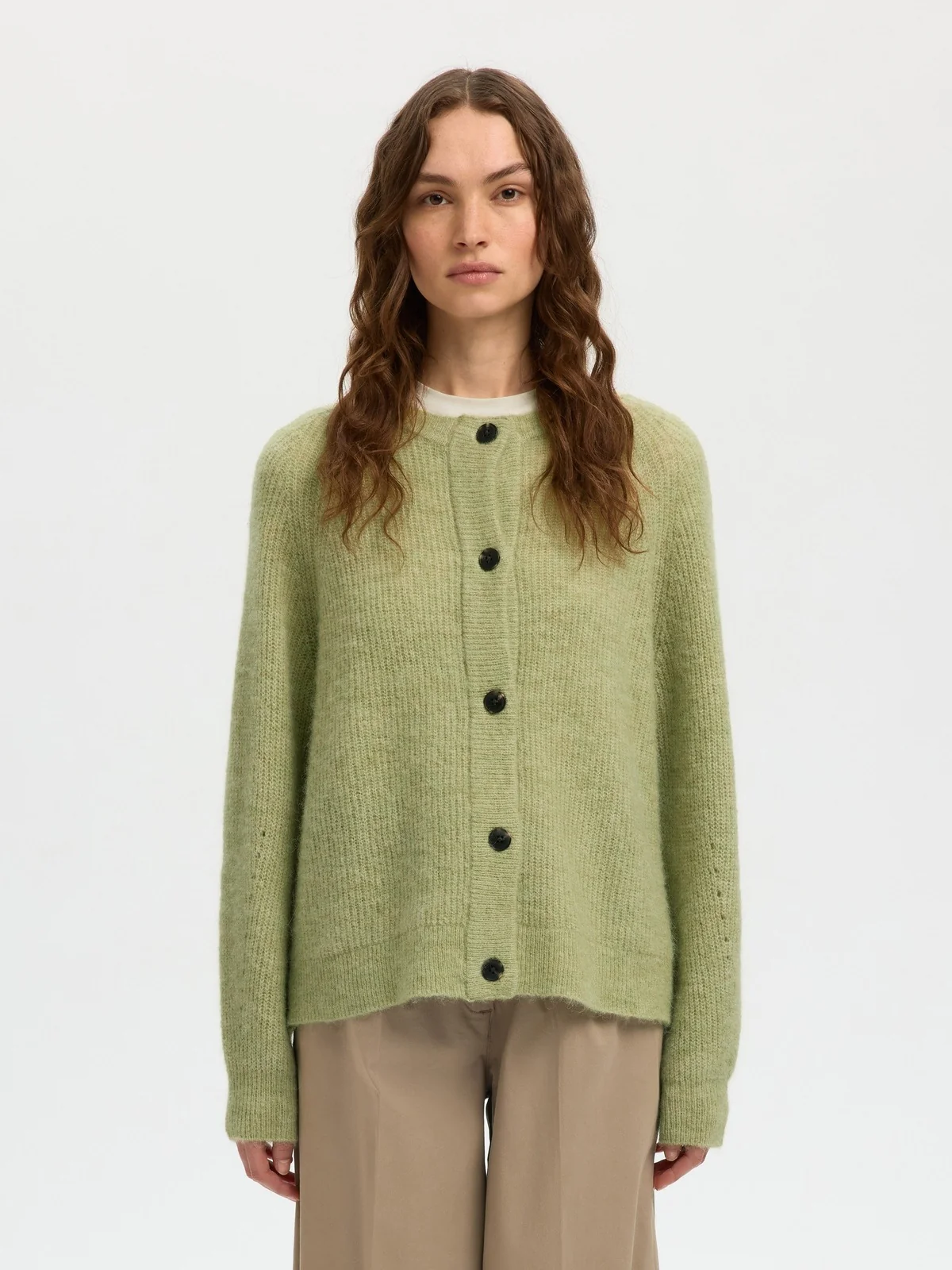 Lulu knit short cardigan - lint - Image 2