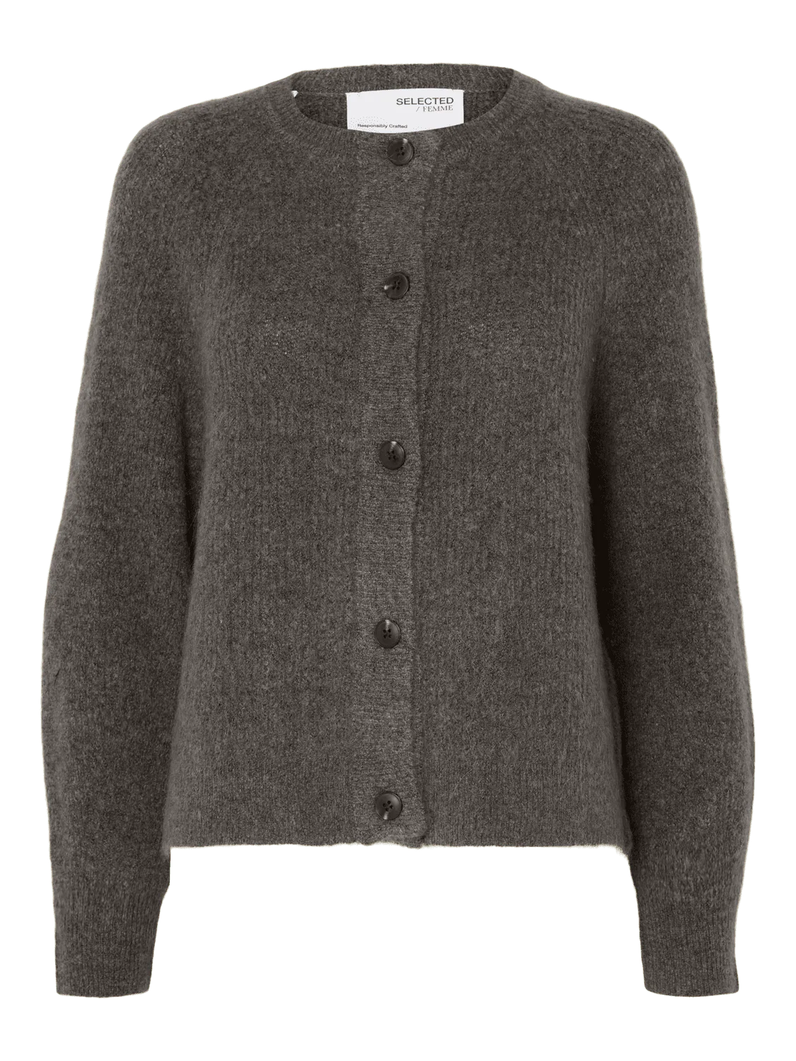 Lulu knit short cardigan - medium grey melange