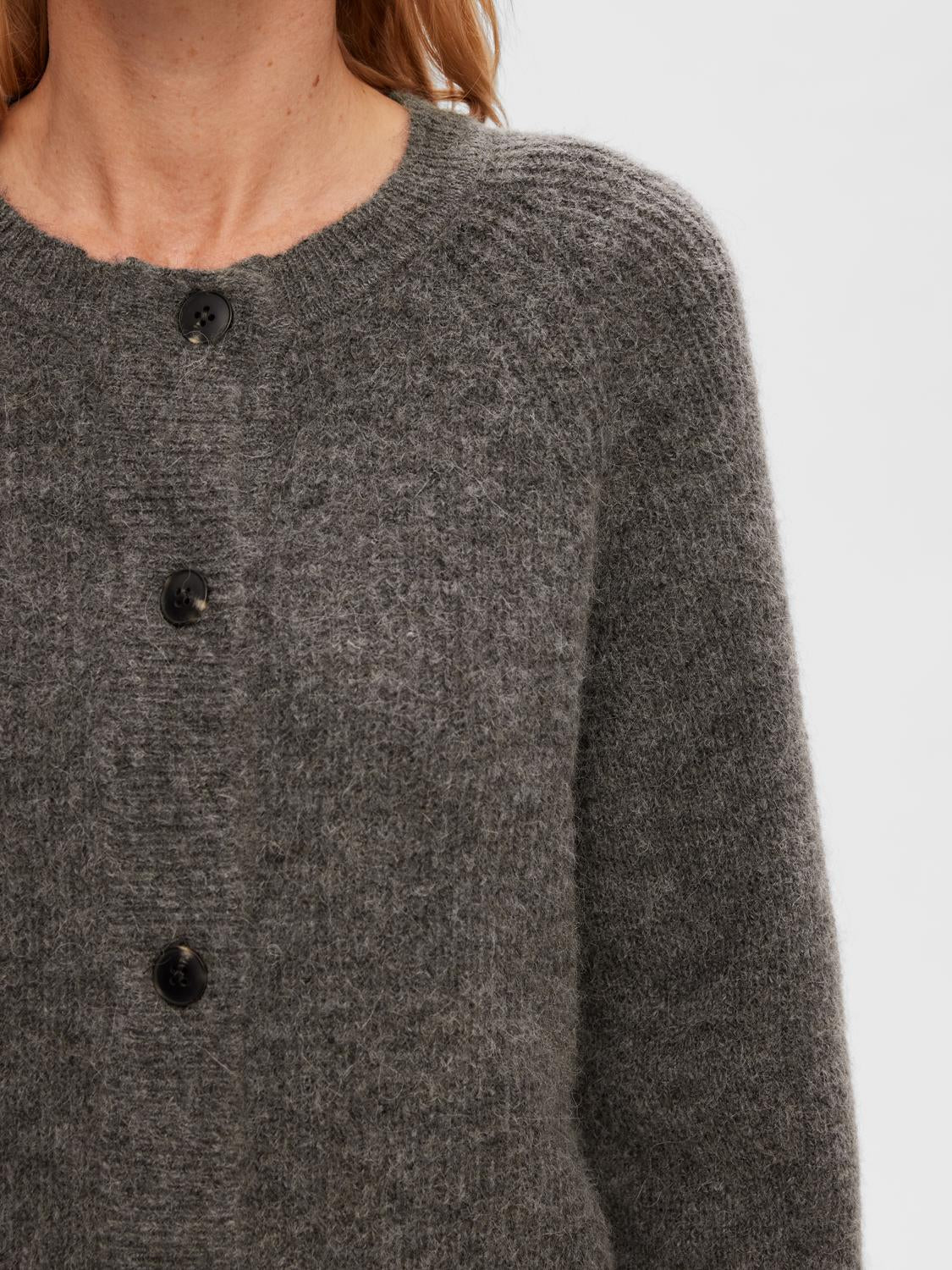 Lulu knit short cardigan - medium grey melange - Image 3