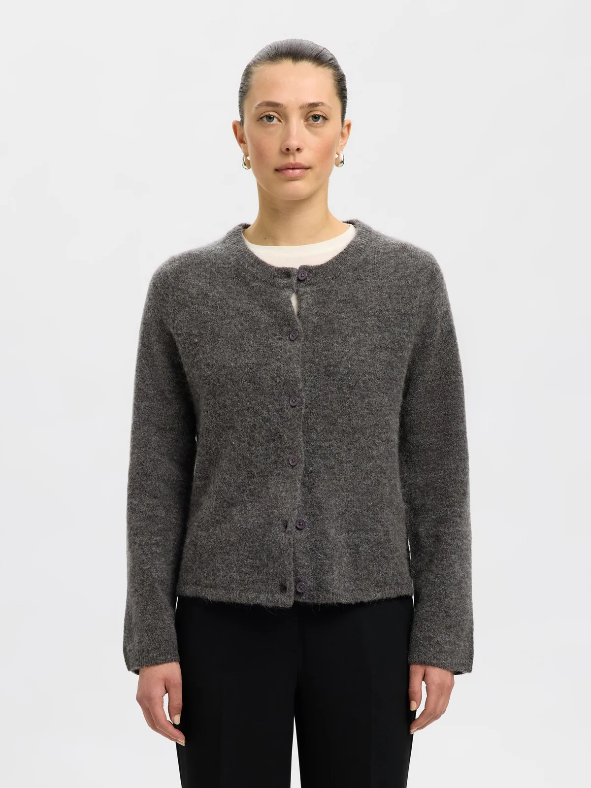 Lulu new knit cardigan - medium grey melange - Image 2