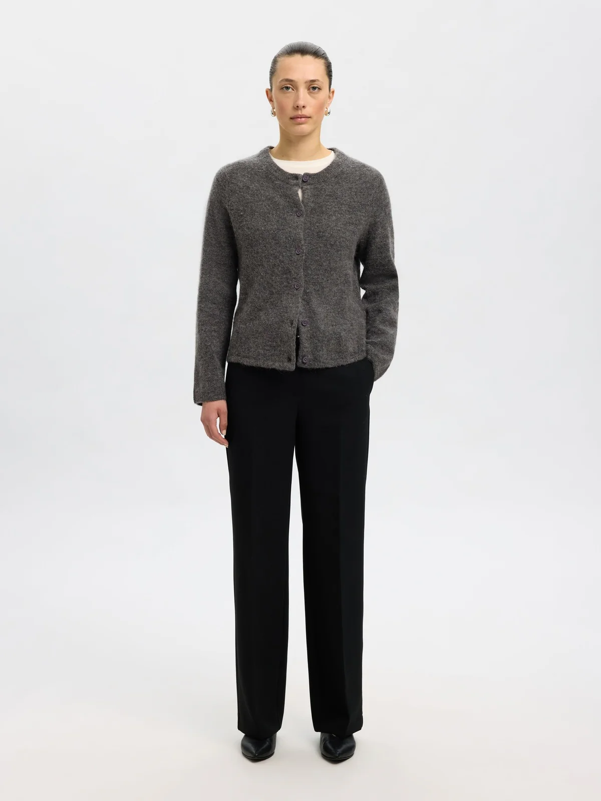 Lulu new knit cardigan - medium grey melange - Image 5