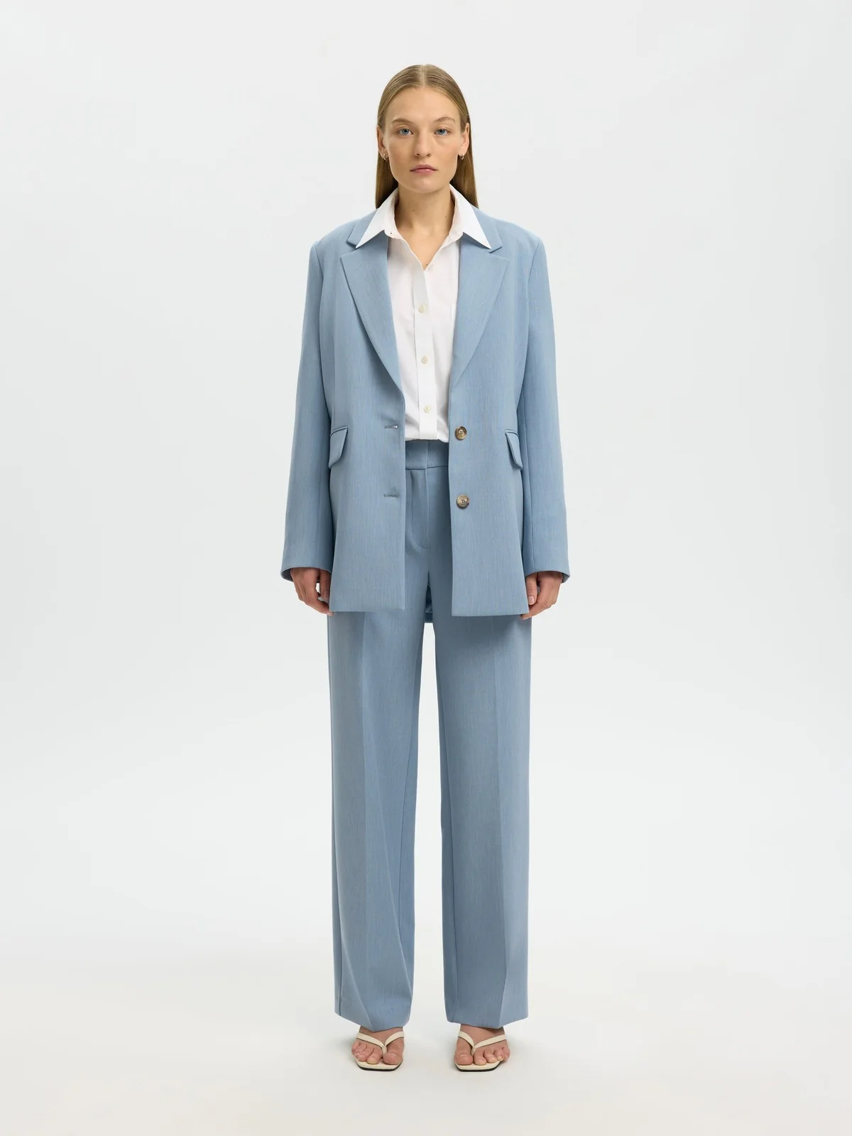 Rita wide bukse - dusty blue - Image 6
