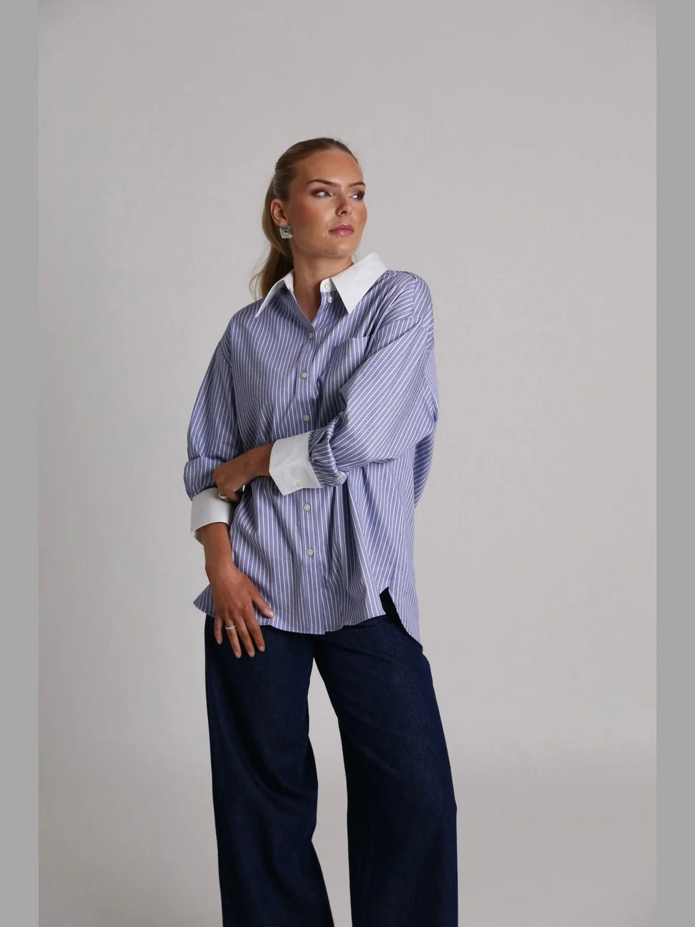 Romie oversize skjorte - dusty blue - Image 2