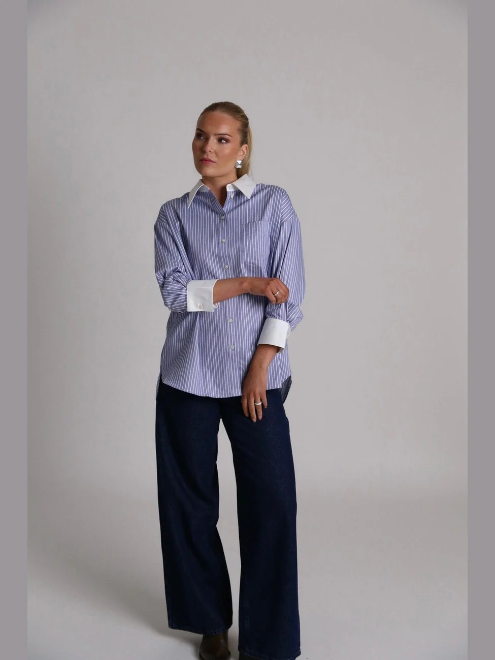 Romie oversize skjorte - dusty blue - Image 6