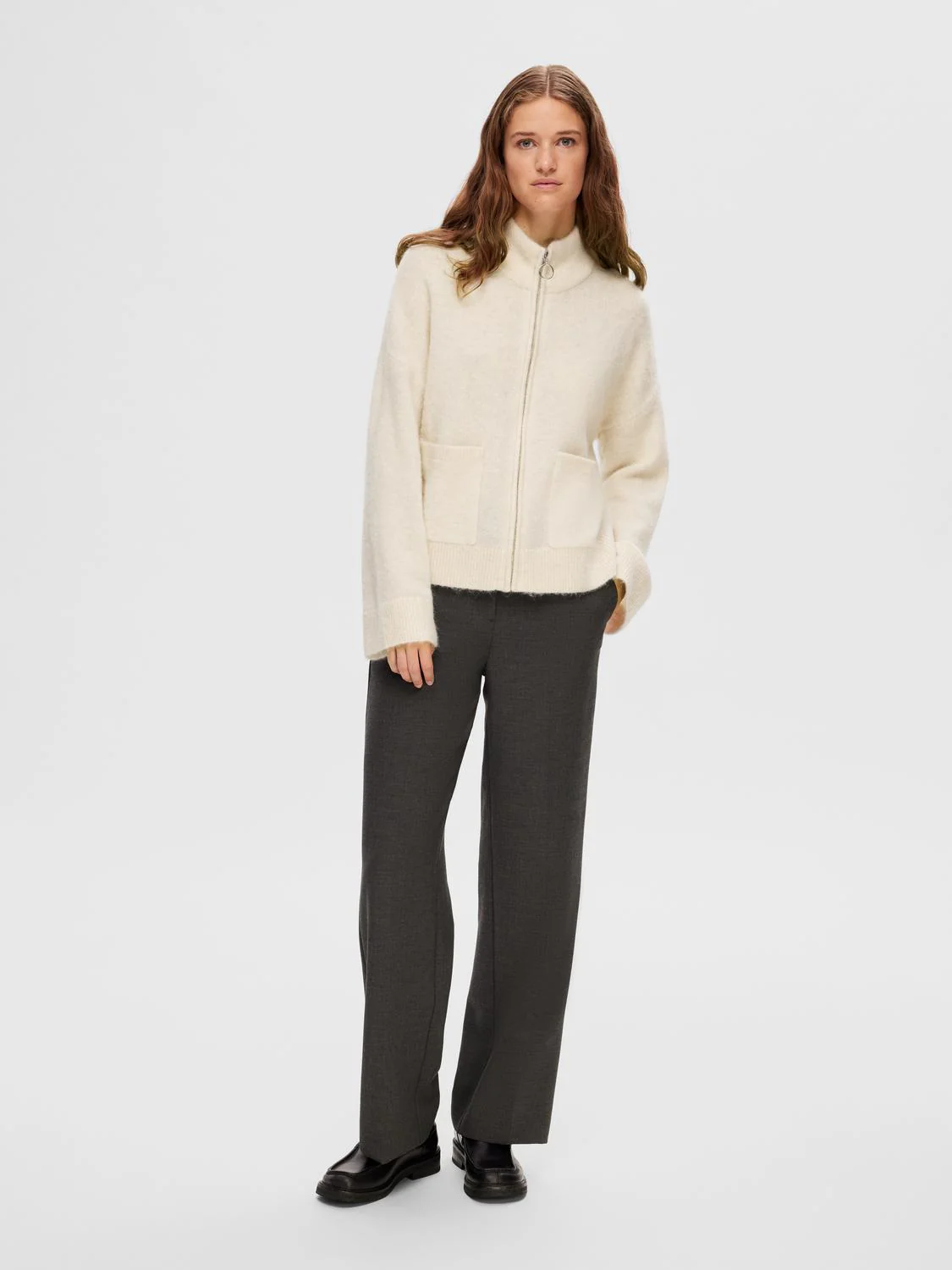 Sia knit zipper cardigan - birch - Image 4