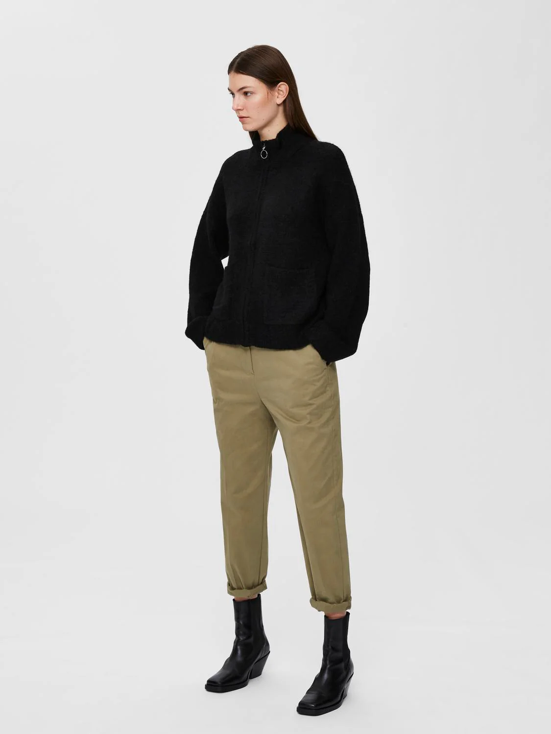 Sia knit zipper cardigan - black - Image 4
