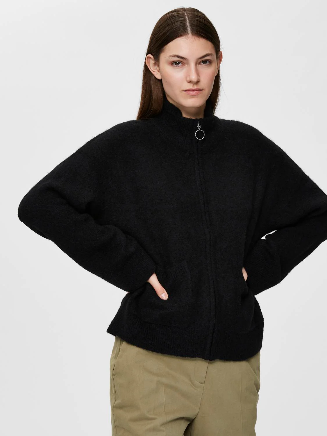 Sia knit zipper cardigan - black - Image 7