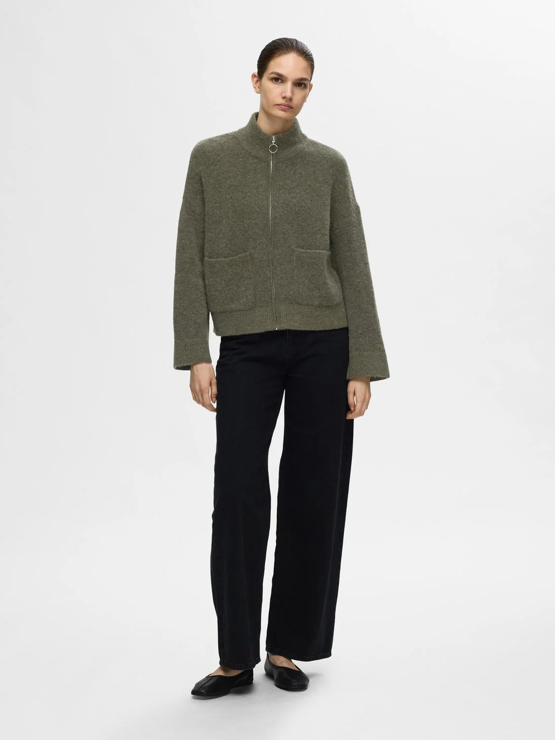 Sia knit zipper cardigan - kalamata - Image 3