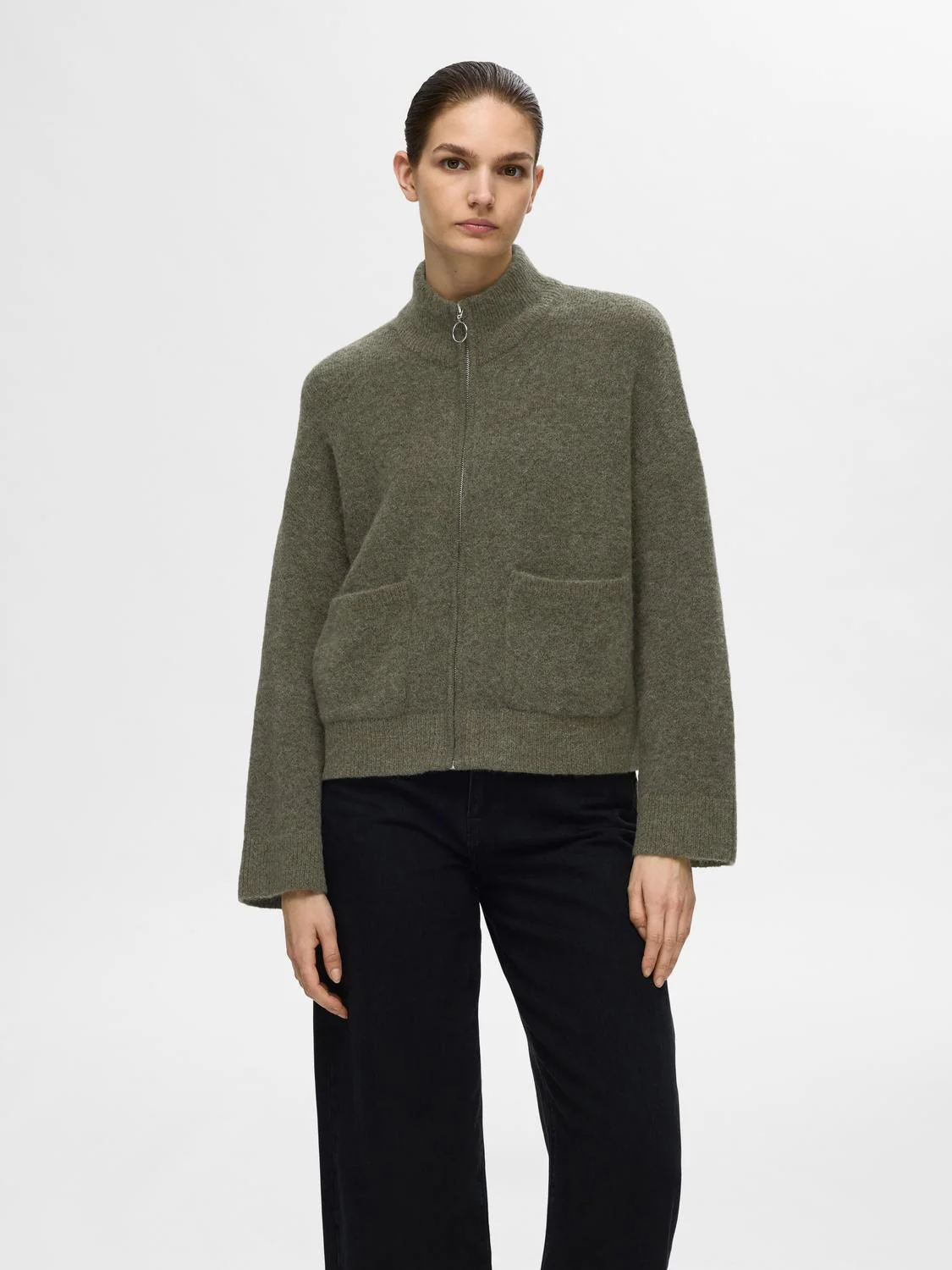 Sia knit zipper cardigan - kalamata - Image 4
