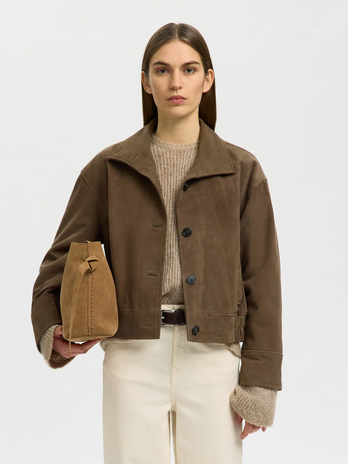Stella medium suede vekse - tan - Image 4