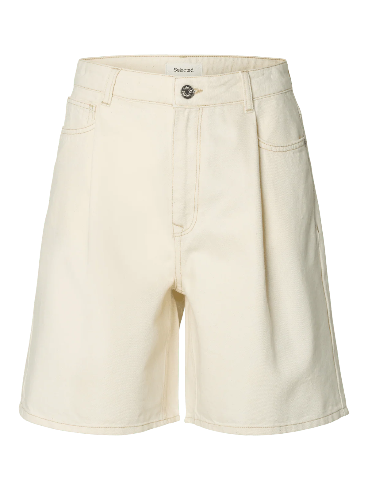 Wide merle denim shorts - egret - Image 2