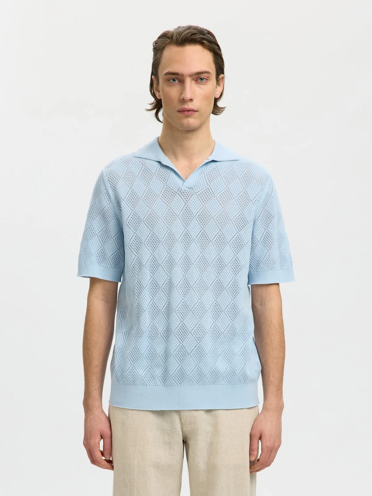 Arco knit polo skjorte - cashmere blue